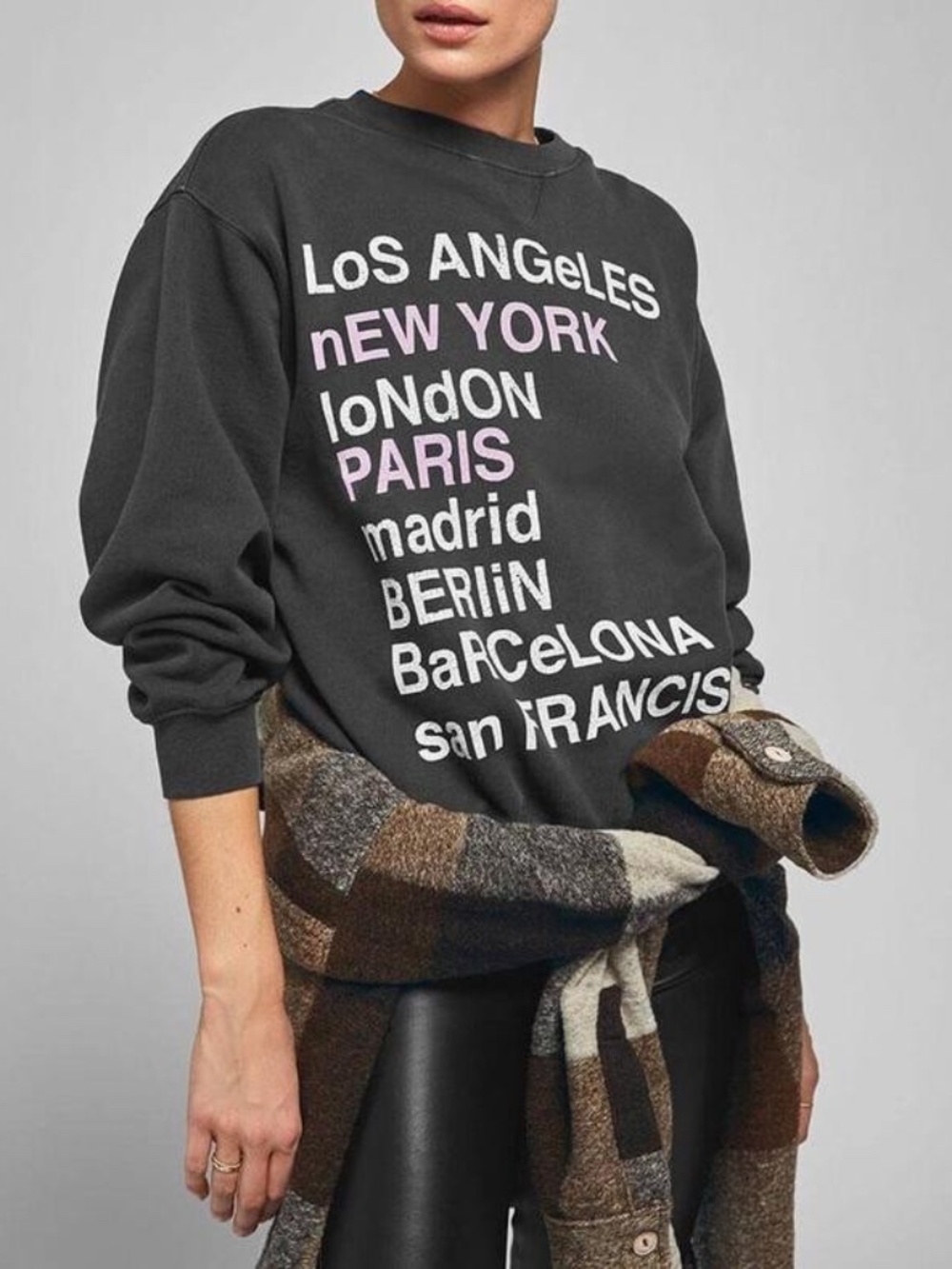 Anine Bing City Love Sweatshirt in Gray Size M